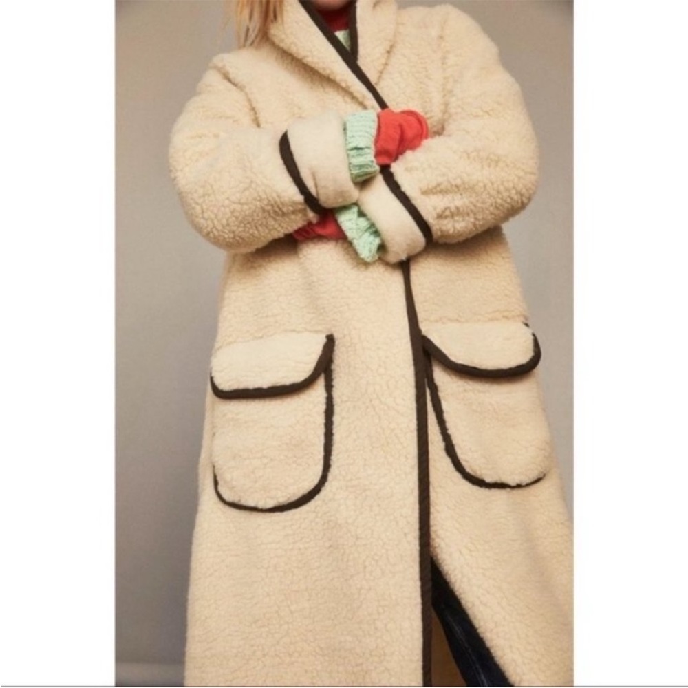 Free People Irresistable Teddy Faux Sherpa Fleece Cardi Maxi Duster Coat Jacket - Picture 8 of 16